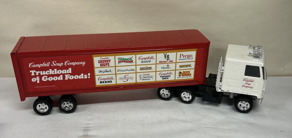 Vintage Pressed Metal Semi Truck Tractor Trailer Ertl Campbell's Soup Cabover